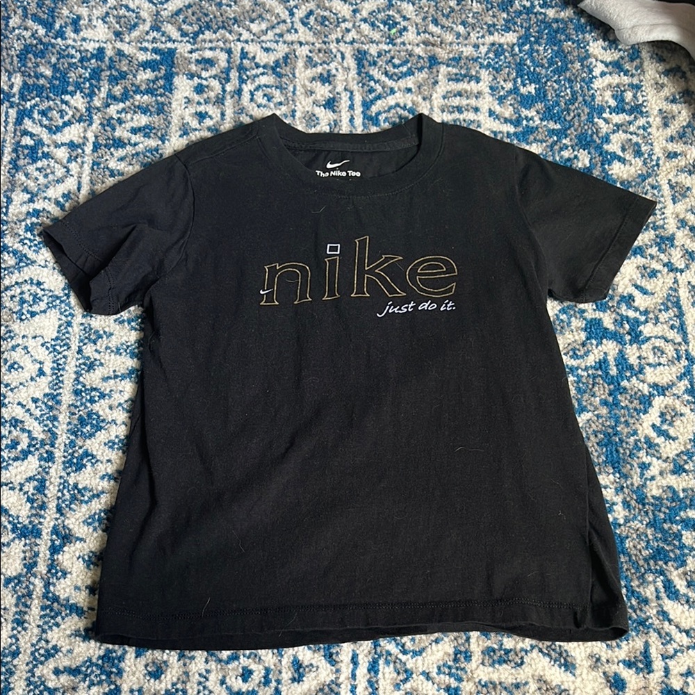 Nike Black Tee with Logo and Slogan